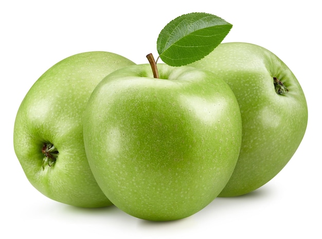 사진 신선한 녹색 사과 흰색 배경에 고립 사과 클리핑 패스 신선한 유기농 사과