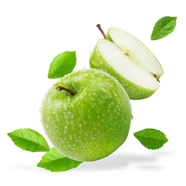 Fresh green apple on white