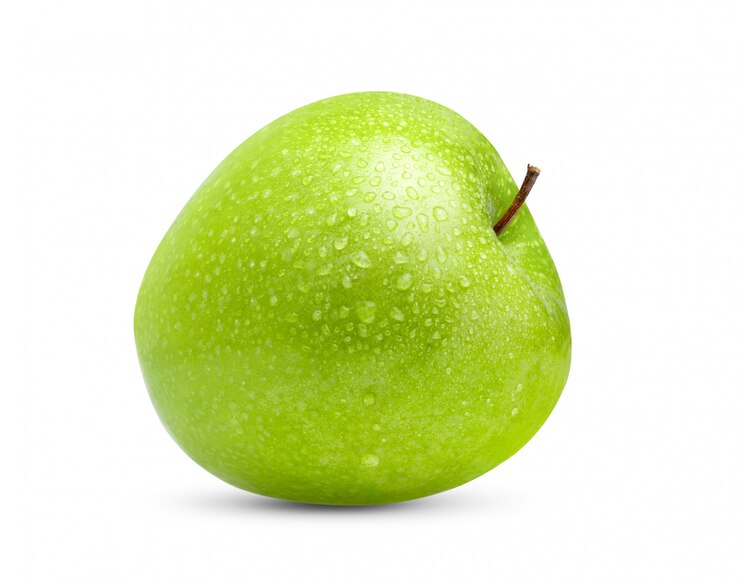 Photo fresh green apple  with water drop in full depth of field