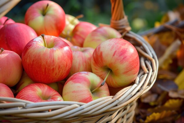 Fresh Green apples basket food Generate Ai