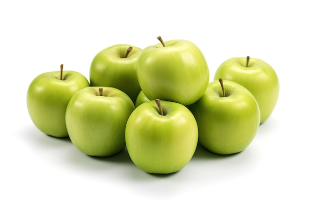 Fresh green apples isolated on white background