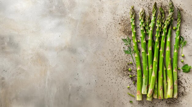 Foto un grappolo di asparagi verdi freschi sulla tavola