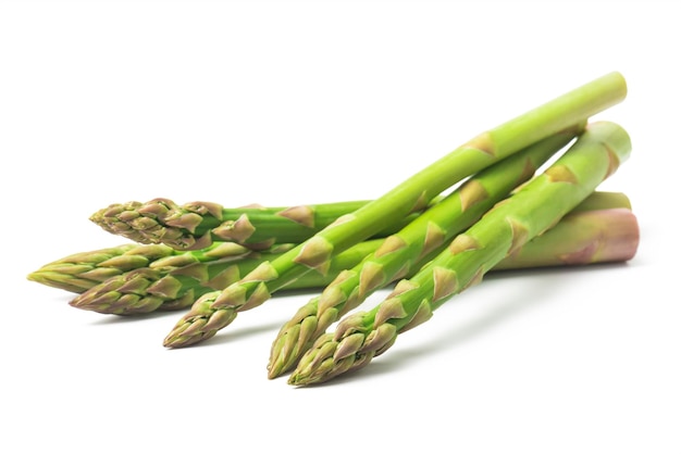 fresh green asparagus on a white background