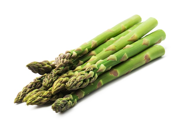 fresh green asparagus on white