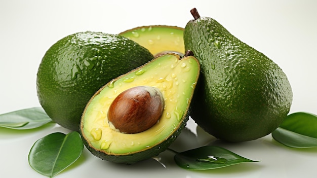 Fresh Green Avocado Fruit on a white background