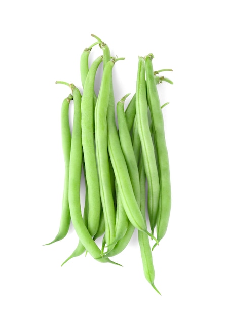 사진 흰색 배경에 신선한 녹색 콩