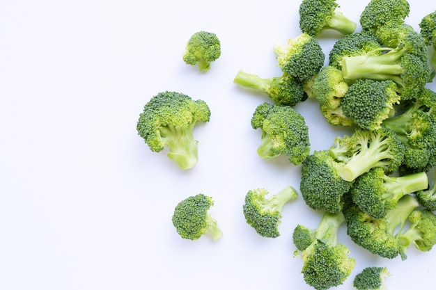 Fresh green broccoli on white