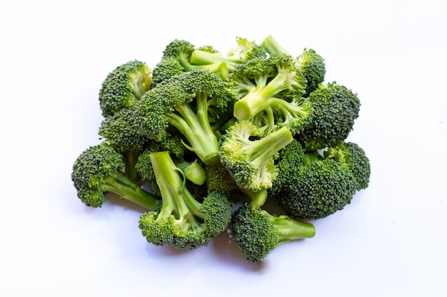 Fresh green broccoli on white