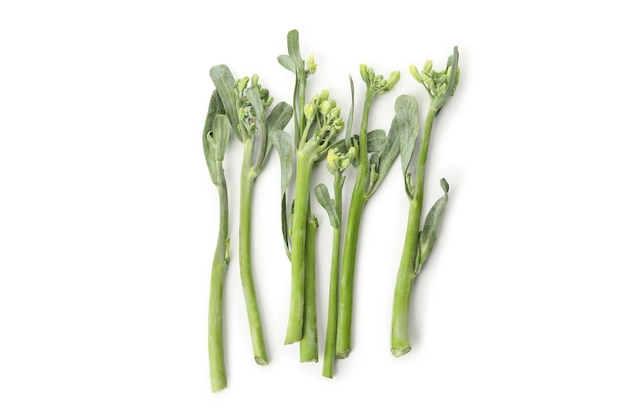 Fresh green broccolini isolated on white background