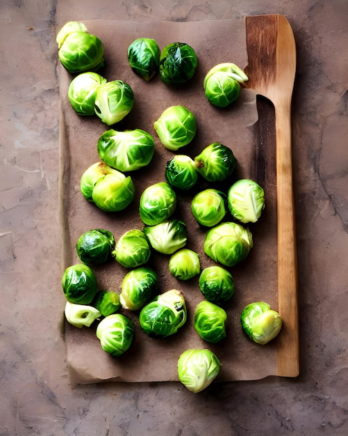 Photo fresh green brussels sprouts vegetable