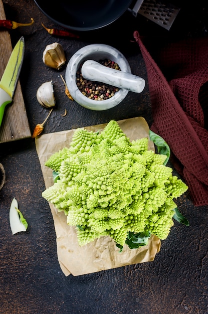 Fresh green Cabbage romanesco