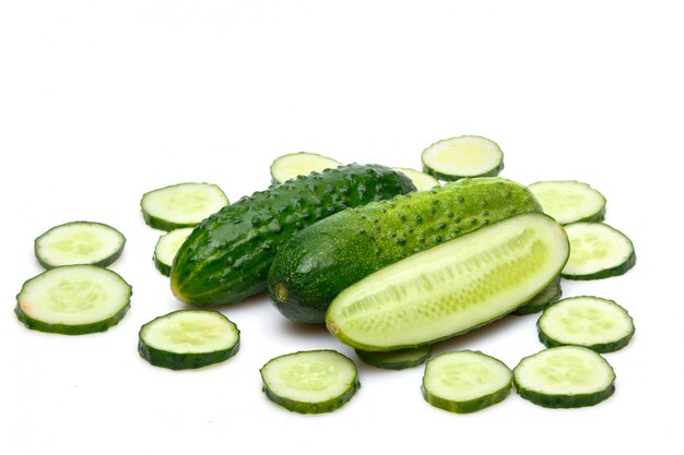 Fresh green cucumbers