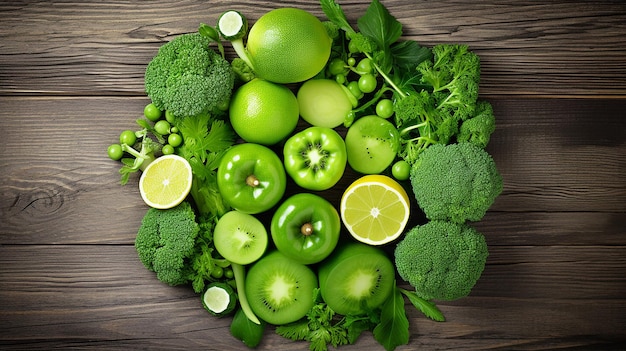 新鮮な緑の果物と野菜 オーガニック食品の生<unk>