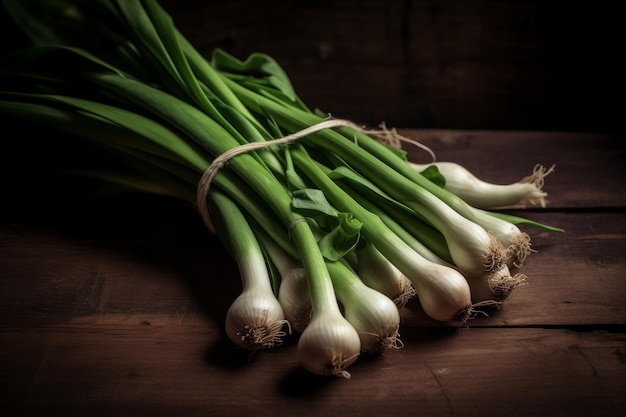 Fresh green garden onions Generate Ai