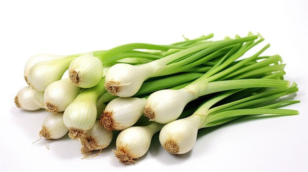 Fresh green garlic clove on isolate white background