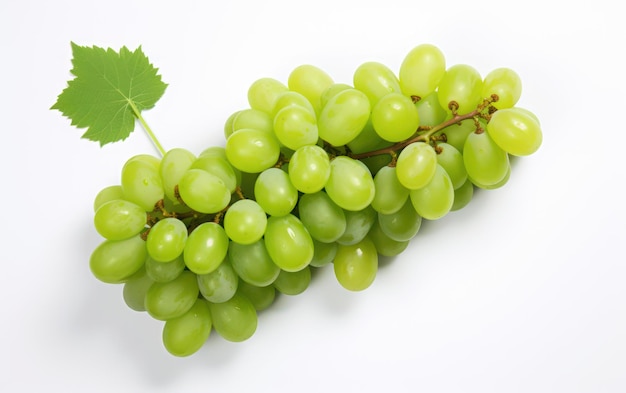 Fresh green grapes isolated on white background