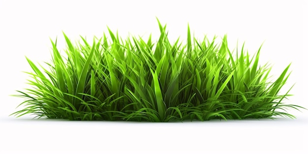 Fresh Green Grass Isolated on White Background Generative AI