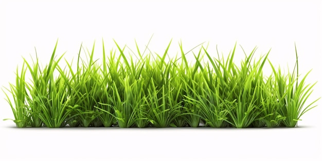 Fresh Green Grass Isolated on White Background Generative AI
