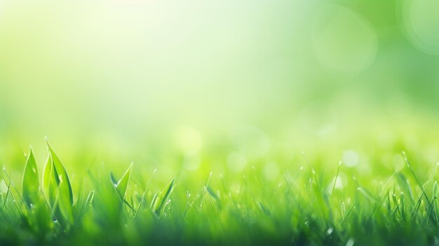 Fresh green grass with blurry background copy space