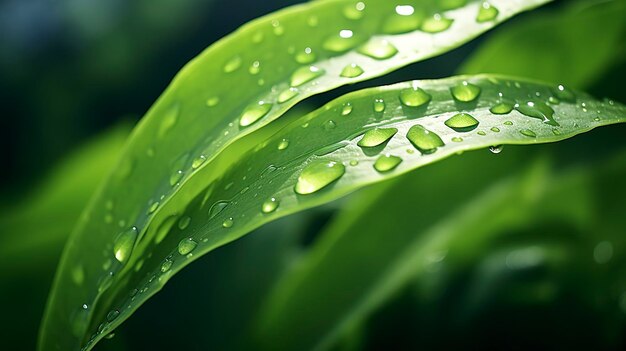 Fresh Green Leaf with Dewdrops