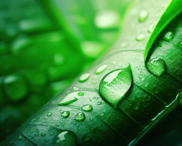 Свежий зеленый лист с каплей воды