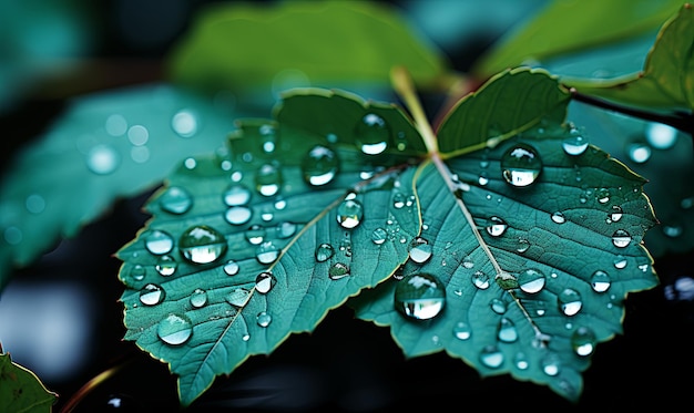 Fresh Green Leaf With Water Droplets