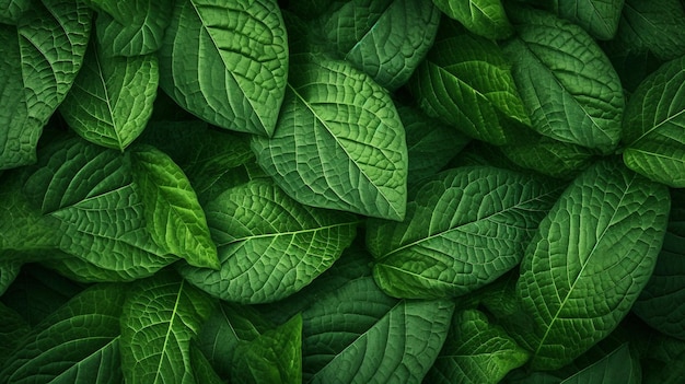 свежие зеленые листья для фона Generative AI