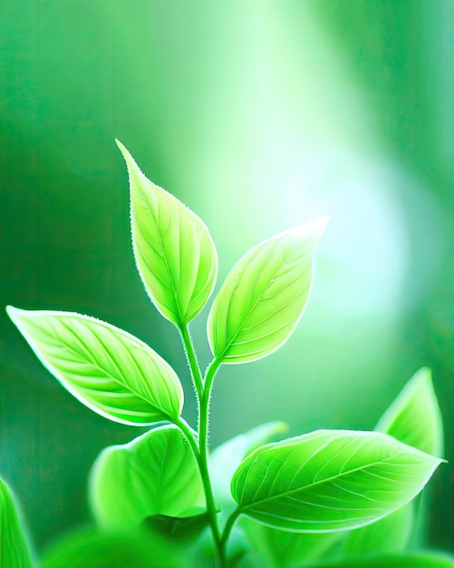 Fresh green leaves grow in the forest