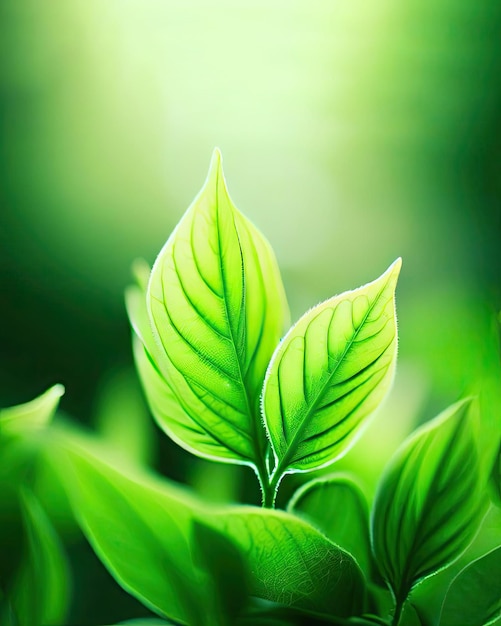 Fresh green leaves grow in the forest