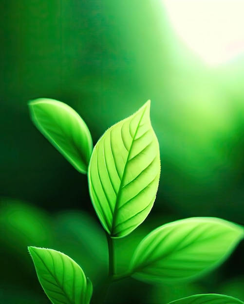 Fresh green leaves grow in the forest