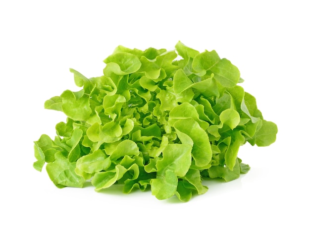 Fresh green lettuce leaves isolated on white