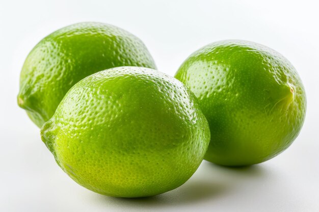 Fresh Green Limes Isolated on White Background