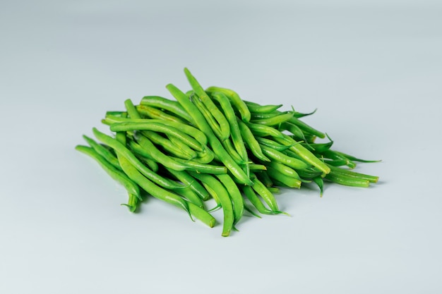 Fresh green long beans isolated on a white.