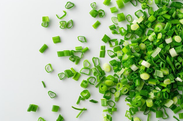 Fresh Green Onions on White Table