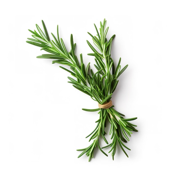 Fresh green organic rosemary leaves and pepper isolated on white background natural transparent shadow Ingredient spice for cooking collection for design generate ai