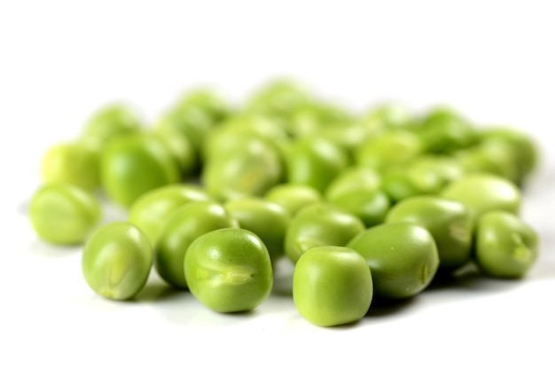 Fresh Green Pea in white plate on white surface