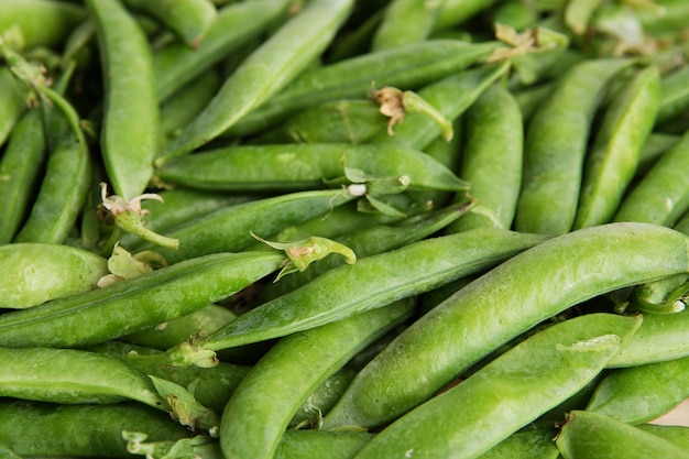 fresh green peas arrangement close up