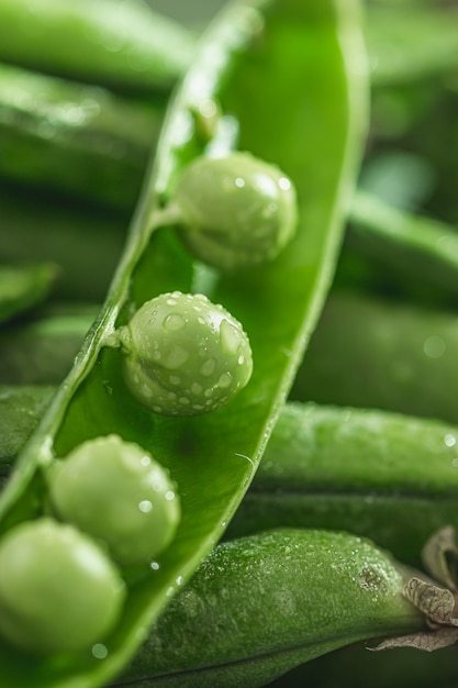 Fresh green peas background