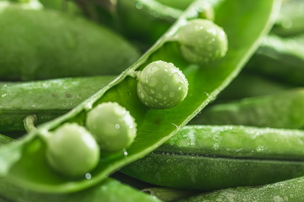 Fresh green peas background