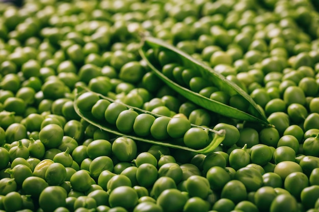 Fresh green peas background