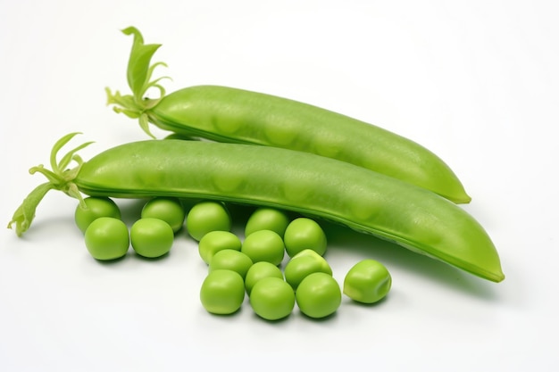 Fresh green peas in pod isolated on white background