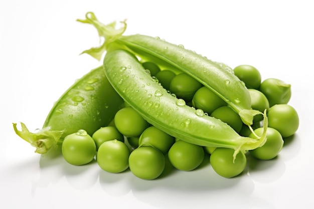 Fresh green peas in pod isolated on white background