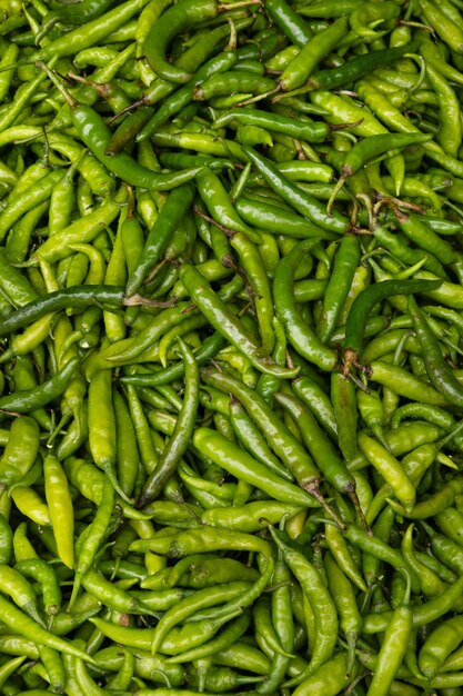 Photo fresh green pepper on market local food