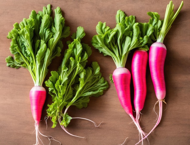 fresh green radish on a wooden background