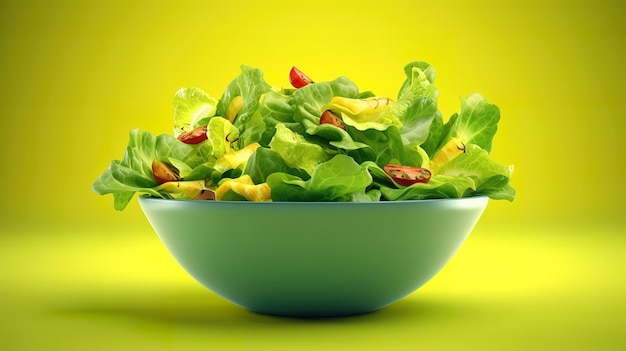 Fresh green salad on background Bright color Generative Ai