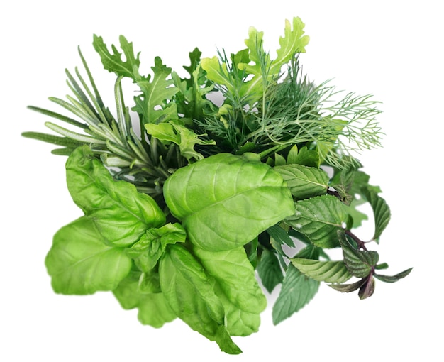 Fresh green salad on White Background