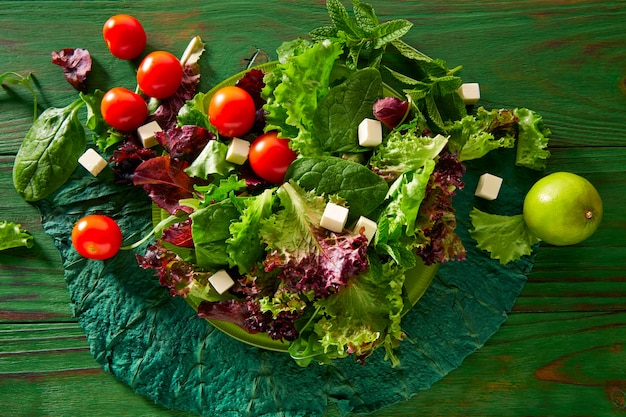 Fresh green salad with spinach lettuce