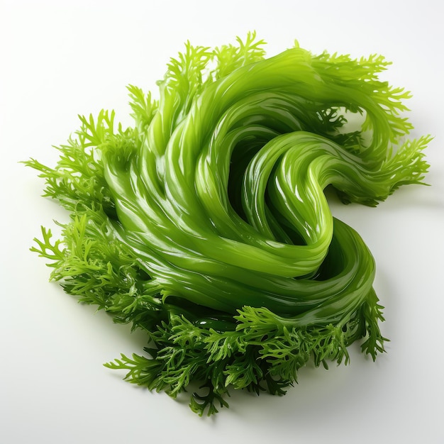 Fresh green seaweed isolated on white background