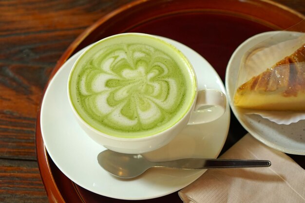 Fresh green tea in a glass