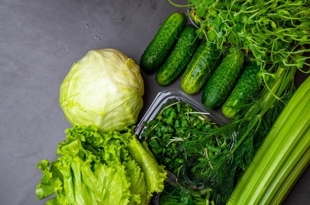 Fresh green vegetables Detox diet or healthy food concept